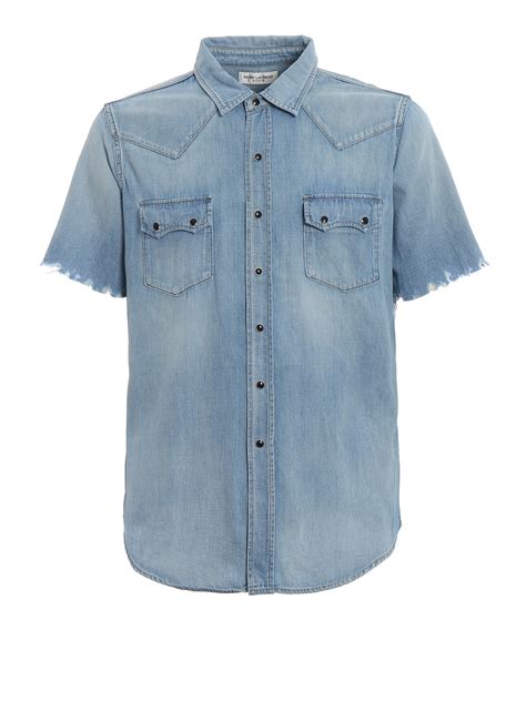 yves saint laurent short sleeve shirt|saint laurent denim shirt.